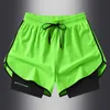 Shorts esportivos para homens Maratona de verão atletismo fitness running forro rápido secagem gelo calça de seda de seda mulheres três partes