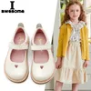 Grace Spring Autumn Casual Leather Shoes äkta kohud sandaler för flickor Princess Pink Beige Black Toddler Sweet Sweet 240329