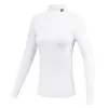 Camisas Thremal Underwear Mulheres da primavera Longsleeeved camisa de fundo de fundo causal Golfe de veludo fino aquecimento de fibra térmica Termal Tshirt