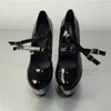 Dress Shoes Fashionable Sexy Black PU Patent Leather Platforms Women 15cm High Heel Stiletto Party Heels