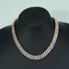 Partihandel Hip Hop -smycken utformad med Moissanite Diamond Cuban Link Chain 14kt Rose Gold Fullt Iced Out Designer Halsband
