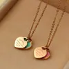 Designer merk goud dubbele hart email ketting voor vrouwen tiffays dezelfde blauwe perzik kraagketen met logo