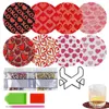 Table Mats Rhinestone Painting Kits Creative Cup Mat Set Shiny Coasters DIY Valentines Day Decor Holiday Gift For