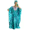 Etnisk kläder sommar afrikanska kvinnor halv ärm o-hals paljetter lång klänning abaya bröllop fest maxi tryck klänningar för