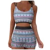 Frauen Badeanzug 2024 Trendy Retro Boho gedruckt Bikini Sommermodetankini zweiteils großer Größe