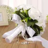 Decorative Flowers Holding Artificial Rose Wedding Bouquet White Champagne Bridesmaid Bridal Party Bride Mariage