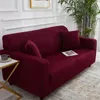 Chair Covers Wine Red Solid Color Elastic Spandex Couch Cover Armchair Protection Sofa For Living Room Single Lover 3 4 Seater