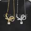 5pcs Zircon Crystal Bowknot Pendant Collier élégant Gold Bijoux de mode Gift Special Gift 240407