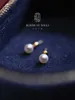 Natural freshwater AK pearl earrings round and flawless small light bulb S925 sterling silver simple and compact daily earrings