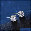 Stud Real Moissanite Earrings 14K White Gold Plated Sterling Sier 4 Prong Diamond Earring For Women Men Ear 1Ct 2Ct 4Ctstudstuds248B D Dhr2L