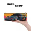 School Bags Classic Sports Car Leather Pencil Case Simplified Form Graffiti Retro Zipper Box Back To Boy Girl Triangle Pen Bag