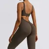 Suits-survêtements féminins 2024 S-XL Nylon Femmes Gym Yoga Set Sports Rompers Deep V Back Fitness Workout Pant Pantalage Flare Legging