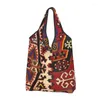 Förvaringspåsar retro boho turkiska kilim navaho väv vävt textil shoppingväska tote persisk tribal etnisk konst livsmedelsbutik shoppare