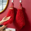 Serviette Année rouge chenille chinois main aiguille rapide des serviettes douces et de salle de bain absorbante de cuisine absorbante