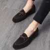 Casual Shoes Pointed Toe Mens klänning äkta läder lyxig bröllop Tassel Män lägenheter Kontorsfest formell