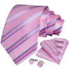 Neckband högkvalitativa rosa randiga paisley män slips set 8 cm affär bröllop festtillbehör män halsband hanky set mens present dibanguc240407