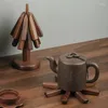 Tischmatten Holzbaumform-Tischemat-Bar aus schwarzem Walnuss-Trivet-Slip-Set für Gerichte Töpfe und Pfannenküche