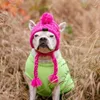 Hundebekleidung Hut für kleine Hunde Haustiere rosa Winter warm mit Ohrlöchern Tropfen