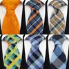 Nackband 8 cm silke jacquard vävd slips för män klassiska check rutiga band för bröllop affär kostym gravatas para homens tillbehör 240407