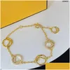 Charm Bracelets Takı Tasarımcıları Kadın Moda Kemer Mektubu F için Bilezik F Tasarımcı Gold Klasik Simpie Style Sandalye 2304128PE DRO DHKHB