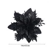 Decorative Flowers 12Pcs Black Artificial With Clips Glitter Christmas Tree Desktop Ornament Xmas Party Home DIY Decoration