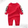 Designer småbarn barn rutiga romper mode spädbarn gitter lång ärm tunna jumpsuits vår sommar nyfödda pojkar flickor bomull luftkonditionerade kläder z7538