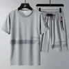MEN T -shirtpak Shorts T -shirt set oversized 6xl 7xl 8xl plus maat korte mouw zwarte t -shirts zomer mode losse druppel 240329