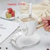 Mokken HF Diamonds Design Coffee Mug Creative Gift Lovers Tea Cups 3D Ceramic met strass Decoration and Saucers