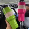 Neon roze 40oz waterfles mok tuimelaars met handvat geïsoleerde tuimelaars deksels stro roestvrijstalen koffie termoS cup dhl schip zwart roze rode cups