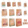 Storage Bags Cabilock 1 Set Christmas Paper Pouches Handy Brown Themed Candy Gift