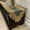 Oval Lace Table Runner Embroidered TV Cabinet Tablecloth Lace Pendant Tassel Dresser Table Flag Dust Cover 240325