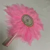 Figurine decorative Luxury Custom African Wedding Feather Fan Fan Made Hand Hand Hand Hed Head PO per bomboniere per feste