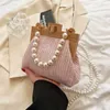 Beach Bags Ladies Single Shoulder Bag Handbag Crossbody Straw Woven Temperament Vacation Pearl Niche Summer Trend