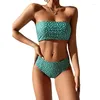 Kvinnors badkläder Push Up Floral Print Tube Top High midje Bikini Swimsuit Beachwear Bathing Suits