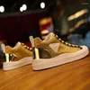 Casual Shoes European European Męska moda zimowa oddychająca deska High Top cekin gold sport A2