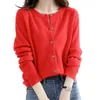 Women's Knits Women Sweater Fashionable Crew Neck Button Closure Cardigan Soft Comfortable Knitted For Daily Wear