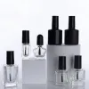 Butelki 10pcs 5 ml/10 ml/15 ml puste przezroczyste szklane lakier do paznokci Butelki z czapką pędzla napędowego pojemnika do paznokci Art Lip Golss Płynna próbka