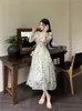 Party Dresses Deeptown Korean Style Long Cottagecore Dress Women Fairycore Floral Prom Gown Y2k Elegant Puff Sleeve Tunic Graduation