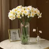 Flores decorativas de alta calidad 6pcs/Bunch Artificial Narcissus Falso Floz Flower Escena de boda Decoración de la sala del hogar