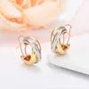Light Luxury Designer Gold Card Family French Colored Three Ring Wrapped Earrings Steel Seal Diamond Advanced Earnail Earclasp With Logo