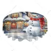 Panno da tavolo Scena di neve di Natale carino pupazzo di neve tovaglia rotonda copertina impermeabile per le riunioni di famiglia di casa di Natale decorazioni