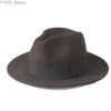 Wide Brim Hats Bucket 2 large sizes 56-58.59-61CM wool mens felt Trilby Fedora hat suitable for gentlemen wide top Cloche yq240407