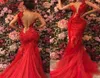 2020 Red Sheer See Through Backless Mermaid Sukienki na studniówkę plus koronki Tiulowe Tiul na zamówienie Suknie wieczorowe Formalne zużycie 13 ramię1480678