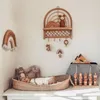 Crochets Nordic Rattan Wall Rack Couche de rangement de chambre pour enfants Crochet Décoration décorative nationale