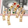 Stud Earrings Exaggerated Geometric Gold Color Inlaid Colored Crystal Women Retro Multi Layered Square Long Earring Party Jewelry