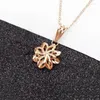 Chains Hollow Flower Pendant Necklace Plated 14K Rose Gold Light Luxury Fine Art Attending Party Ladies Jewelry Gift