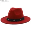 Largura de chapéu de aba larga Fedora Hat Flor Wide With Blower Adult Jazz Derby Trilby New Womens YQ240407