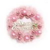 Decoratieve bloemen 30/40 cm kerstbal krans voordeur roze slinger 2024 Navidad hangende ornament jaar vakantie feest huisdecoratie