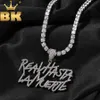 The Bling King Real Hasta la Muerte Rapper Anul Mode Anhänger Halskette aus Kubikzirkonia 2Rows Briefe HipHop Schmuck 240407