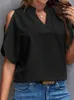 Women's Blouses Women Clothing 2024 Summer Short Sleeve Blouse Casual Loose Chiffon Shirts Off Shoulder Solid Streetwear Office Work Tops